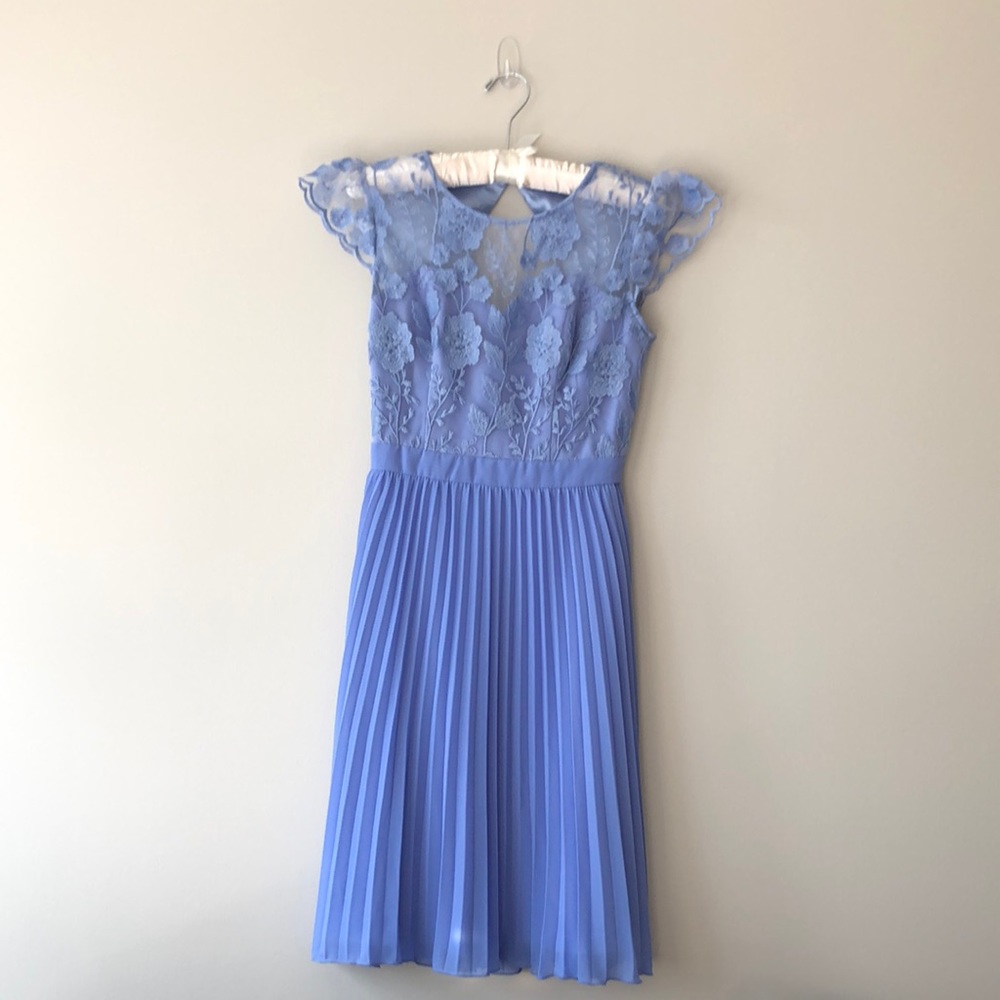 Chi Chi London size S periwinkle blue garden party chiffon dress